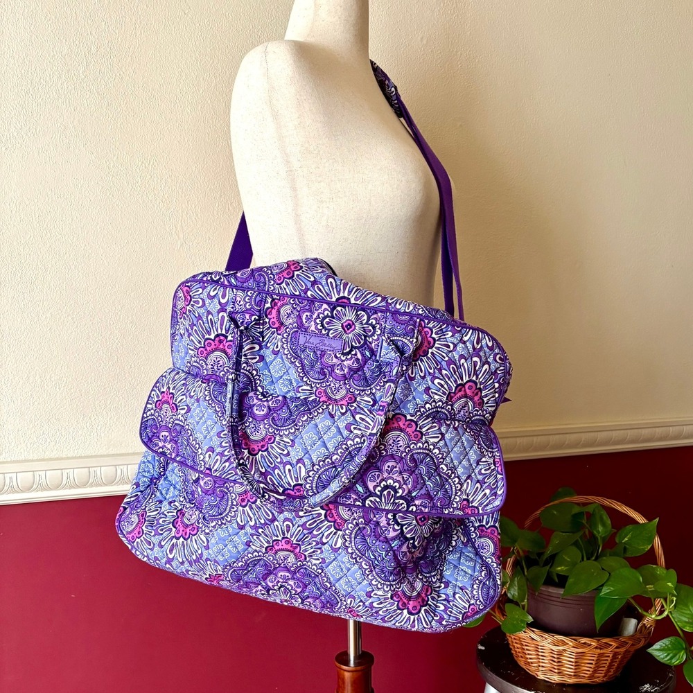 Vera Bradley Weekender Tavel Bag Retired‎ Lilac Tapestry Purple Quilted Cotton L